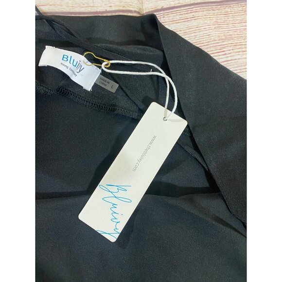 NWT The Blu Ivy Women's Black Satin Mini Cocktail Dress - Large - Picture 10 of 14